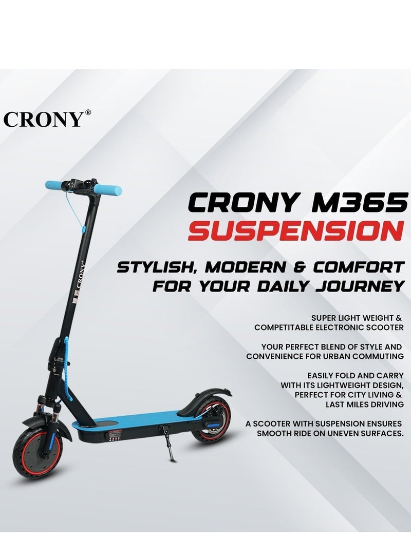 Crony M365 Fast Speed E-Scooter Front Suspension Max speed 40 Km/h 8.5" Honeycomb Tires, 36V/7.8AH,Rear Hydraulic Disc Brakes Electric Scooter,Easy Foldable, Portable Commuter E-Bike For Adults & Kids, 120kg Load Skateboard With bell, 21kg Aluminum Frame, Urban Mobility tool，Suspension and APP Connectivity, Blue - Image 4